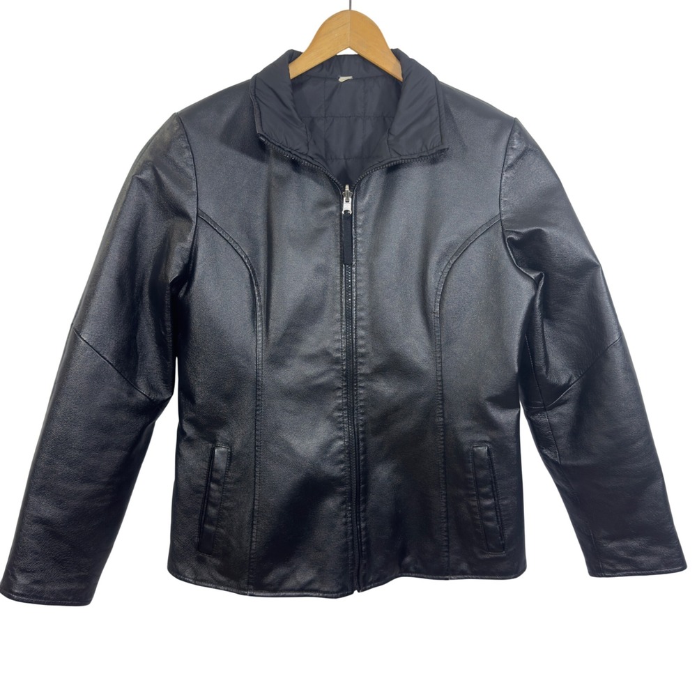 Wilsons Leather Maxima Reversible Black Jacket Women's‎ Size M Genuine Leather